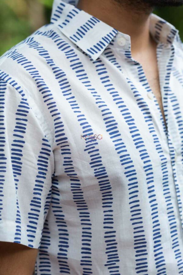 Image for Kessa Awk54 Agira Block Print Men Shirt Closeup 2