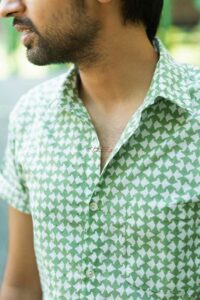 Image for Kessa Awk55 Arvind Block Print Men Shirt Closeup