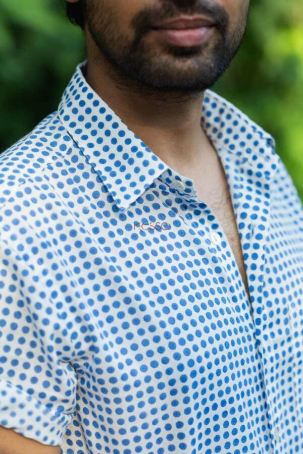 Image for Kessa Awk56 Ashok Block Print Men Shirt Closeup