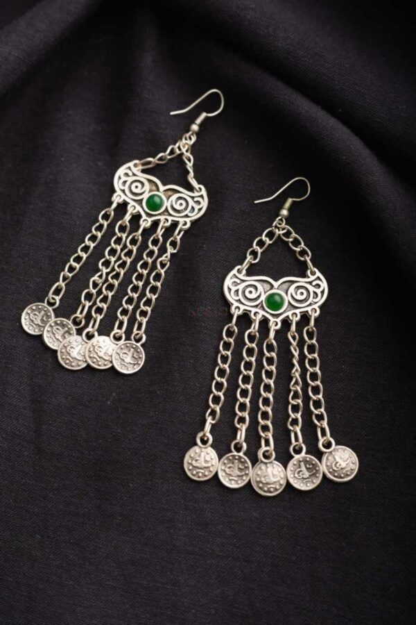 Image for Kessa Kpe111 Turkish Tribal Boho Chain Earrings Front