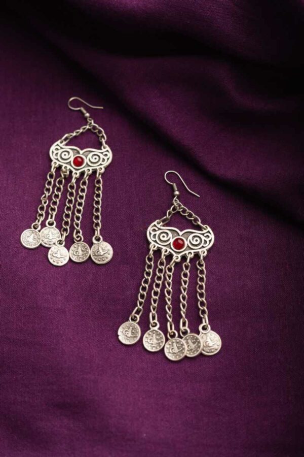 Image for Kessa Kpe111 Turkish Tribal Boho Chain Earrings Side