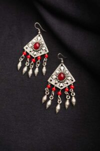 Image for Kessa Kpe116 Turkish Rectangle Tribal Boho Earrings Front