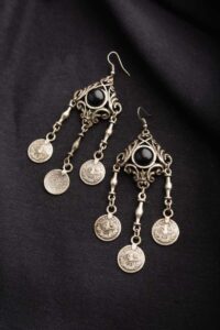 Image for Kessa Kpe21 Turkish Rectangle Multi Stone Coin Earrings Featured