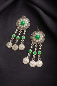 Image for Kessa Kpe27 Turkish Circular Tribal Boho Coin Earrings Front