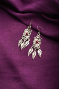 Image for Kessa Kpe51 Turkish Rectangle Tribal Earrings Closeup