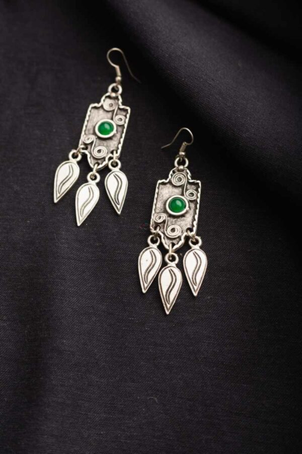 Image for Kessa Kpe51 Turkish Rectangle Tribal Earrings Side