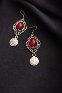 Image for Kessa Kpe74 Turkish Stone Tribal Boho Drop Earrings Side