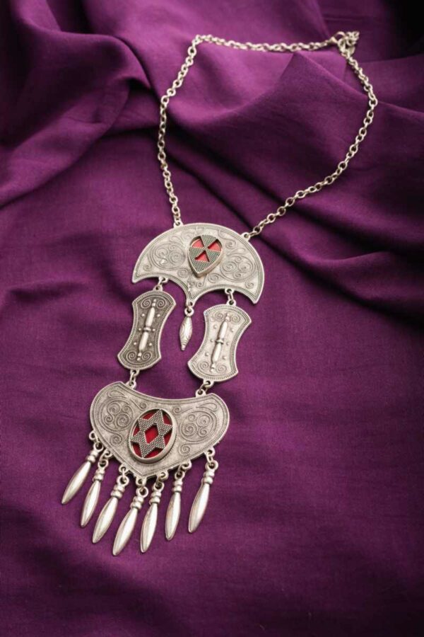 Image for Kessa Kpn38 Kazaki Circular Red Stone Chain Necklace Featured