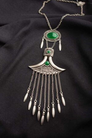 Image for Kessa Kpn67 Turkish Circular Pendant Green Stone Necklace Featured