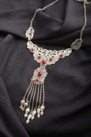 Image for Kessa Kpn72 Turkish Multi Red Stone Chain Necklace Featured