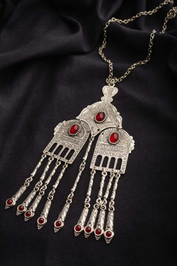 Image for Kessa Kpn78 Turkish Multi Red Stone Tribal Boho Necklace Featured