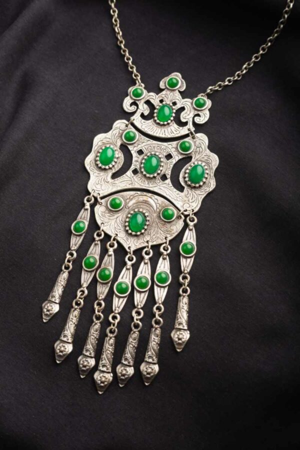 Image for Kessa Kpn88 Turkish Shape Multi Green Stone Tribal Boho Necklace Featured