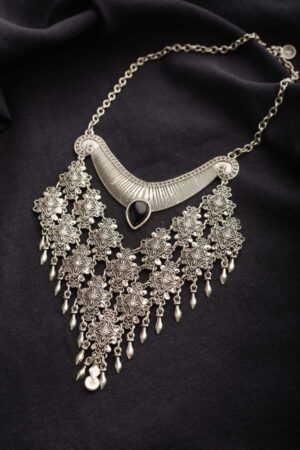 Image for Kessa Kpn91 Turkish Rectangle Black Stone Tribal Boho Necklace Featured