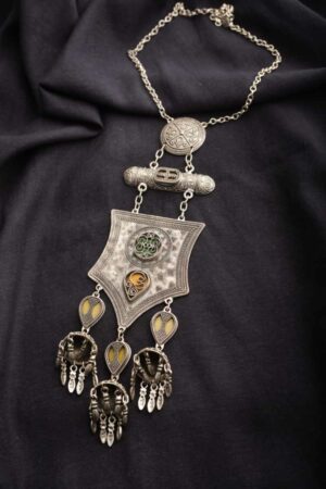 Image for Kessa Kpn97 Kazaki Bar Multi Color Stone Chain Necklace Featured