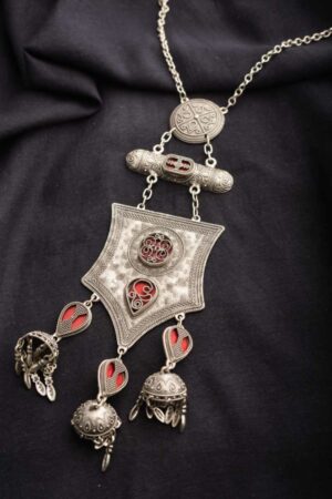 Image for Kessa Kpn98 Kazaki Bar Red Stone Chain Necklace Featured