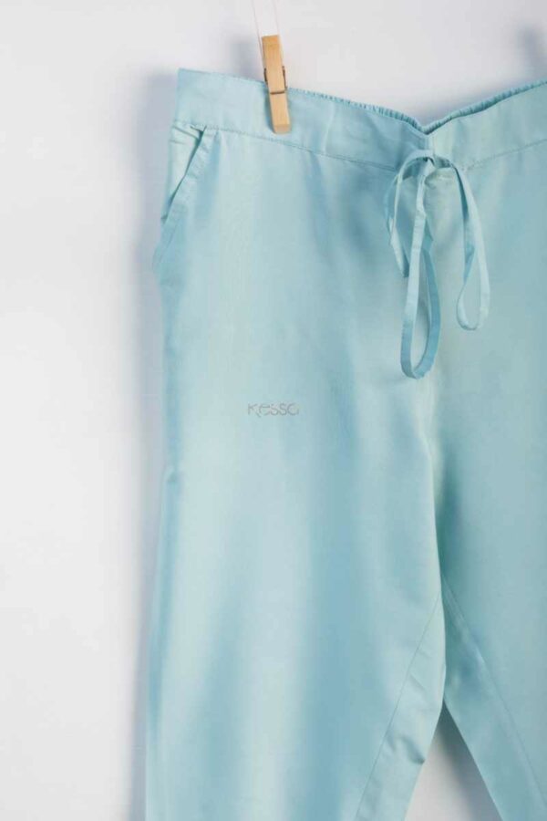 Image for Kessa Ws207p Cotton Silk Pants With Pocket Powder Blue Closeup Latest