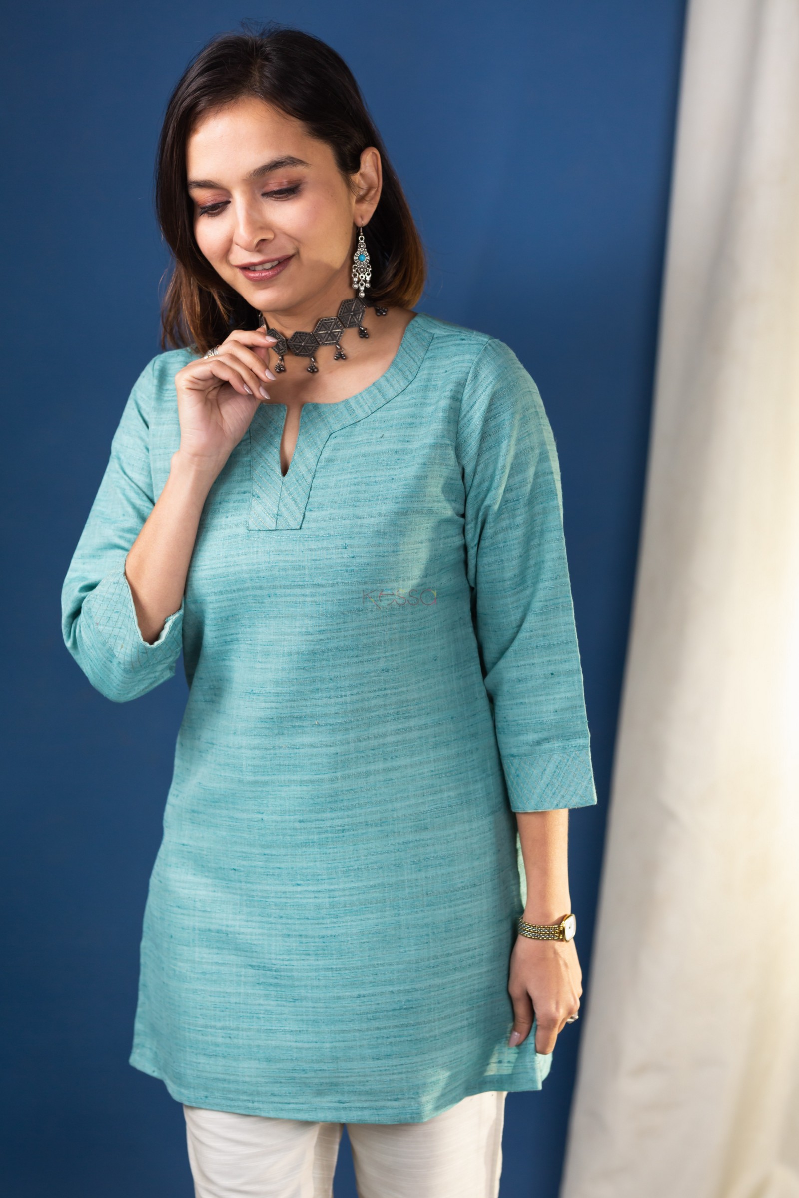 Buy Women Indian Short Kurti Tunic Raw Silk Embroidery Grey Kurta Shirt  Dress BD408 Online at desertcartINDIA