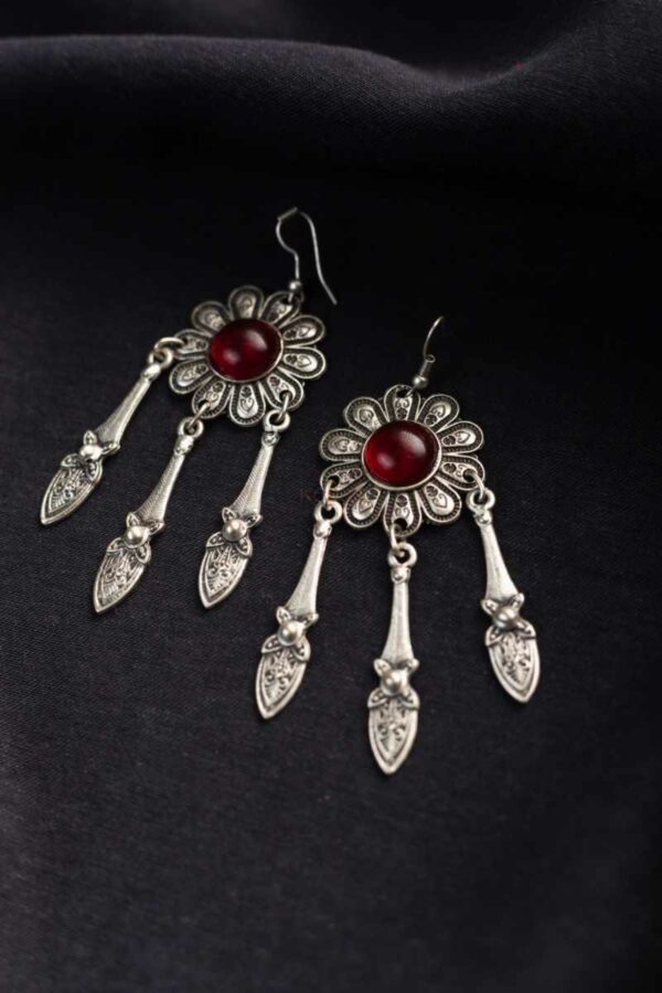 Image for Kessa Kpe18 Turkish Circular Red Stone Earrings Featured New