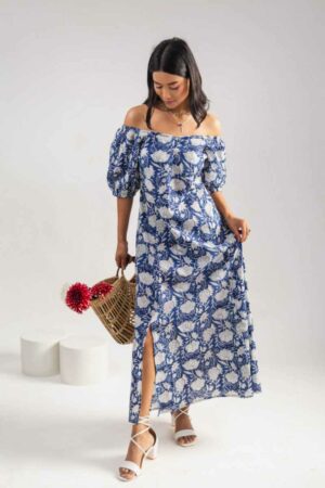 Image for Kessa Anuk11 Atreyee Handblock Cotton Dress Featured