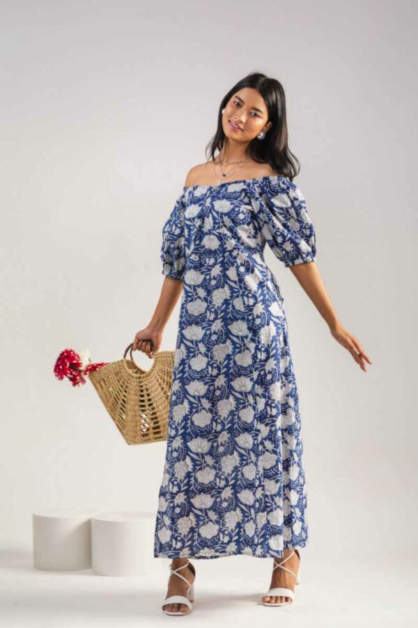 Image for Kessa Anuk11 Atreyee Handblock Cotton Dress Side
