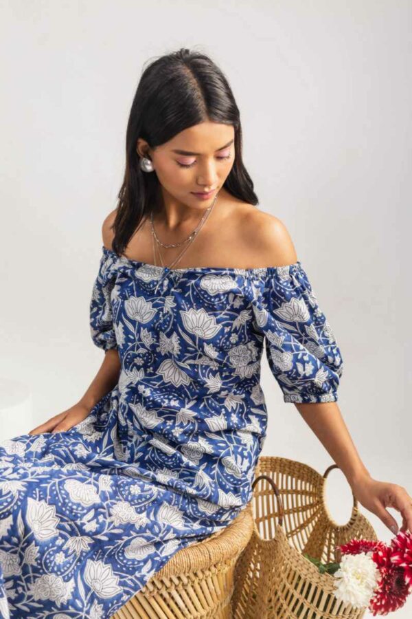 Image for Kessa Anuk11 Atreyee Handblock Cotton Dress Sitting