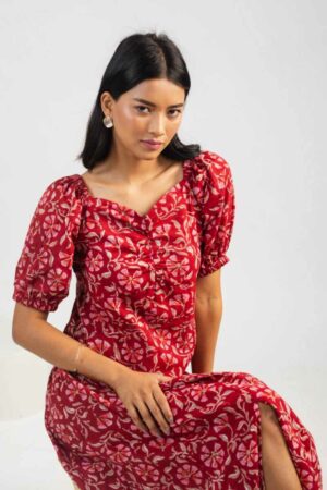 Image for Kessa Anuk12 Chitramala Handblock Cotton Dress Sitting