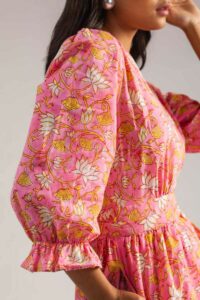 Image for Kessa Anuk13 Kashi Handblock Cotton Dress Closeup 2