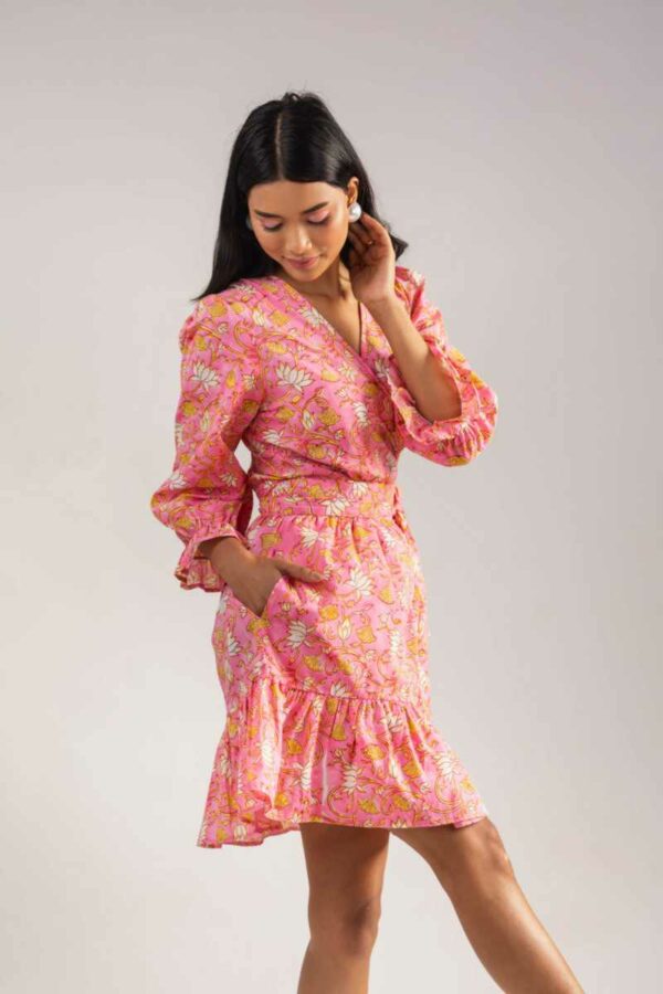 Image for Kessa Anuk13 Kashi Handblock Cotton Dress Side