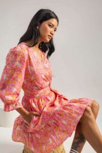 Image for Kessa Anuk13 Kashi Handblock Cotton Dress Sitting