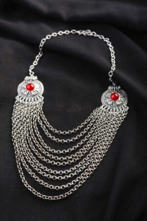 Image for Kessa Kpn166 Turkish Red Stone Coin Necklace Featured