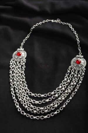 Image for Kessa Kpn180 Turkish Red Stone Coin Necklace Featured