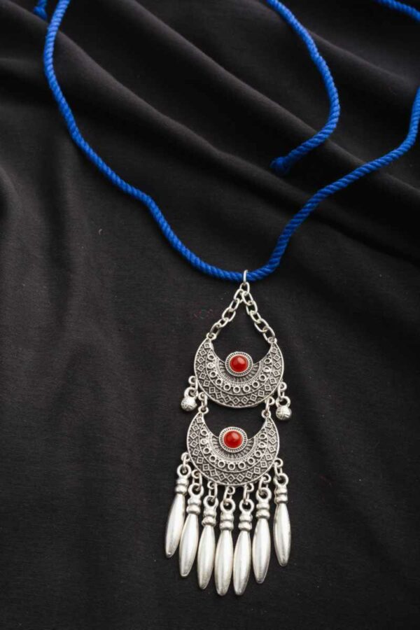 Image for Kessa Kpp17 Turkish Multi Stone Pendant Blue Side