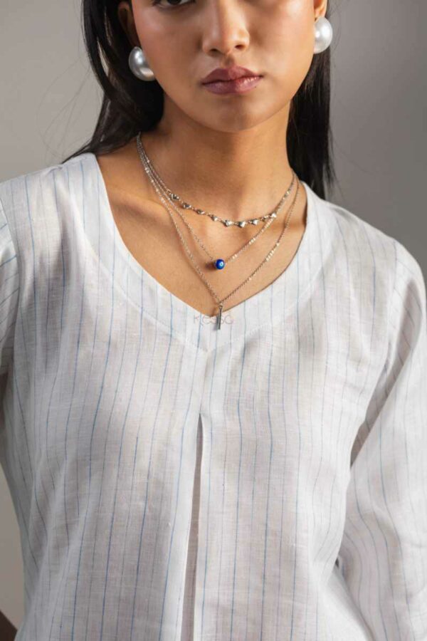 Image for Kessa Ws987 Daksha Stripe Linen Dress Closeup