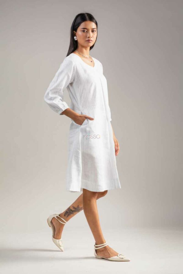Image for Kessa Ws987 Daksha Stripe Linen Dress Side