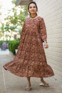 Image for Kessa Ws993 Banvi Kalmkari Cotton Dress Featured