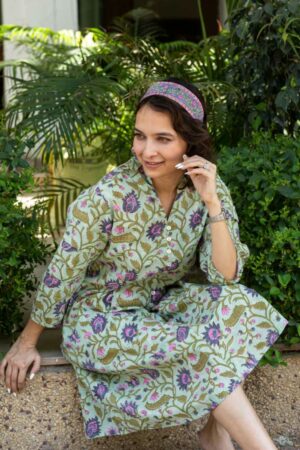 Image for Kessa Wsr374 Vadani Handblok Cotton Dress Sitting New