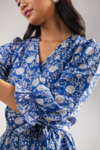 Image for Kessa Anuk16 Evelina Handblock Cotton Dress Closeup