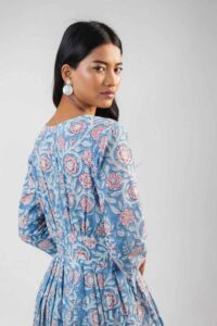 Image for Kessa Avdaf215 Dipta Cotton Handblock Dress Closeup 2