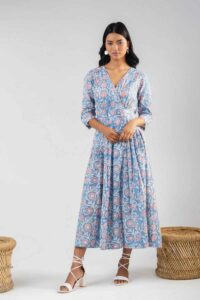 Image for Kessa Avdaf215 Dipta Cotton Handblock Dress Front