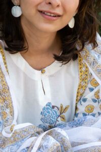 Image for Kessa Avdaf222 Chetana Handblock Cotton Complete Suit Set Closeup 2