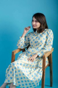 Image for Kessa Avdaf223 Thitiksha Cotton Handblock Dress Sitting