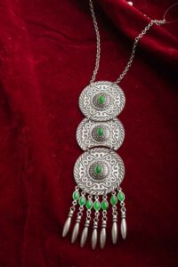 Image for Kessa Kpn107 Turkish Circular Green Multi Stone Chain Necklace Featured