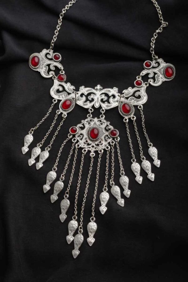 Image for Kessa Kpn24 Turkish Red Multi Stone Paisely Necklace Featured