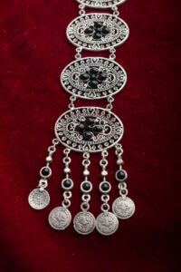 Image for Kessa Kpn42 Turkish Circular Black Stone Chain Necklace Front