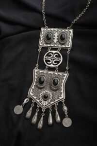 Image for Kessa Kpn43 Turkish Rectange Black Multi Stone Chain Necklace Featured