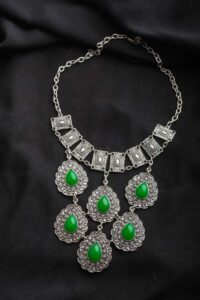 Image for Kessa Kpn54 Turkish Circular Multi Green Stone Chain Necklace Featured
