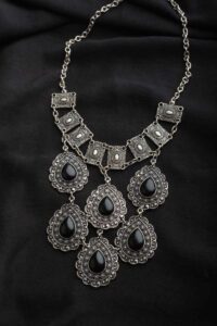 Image for Kessa Kpn55 Turkish Circular Multi Black Stone Chain Necklace Featured
