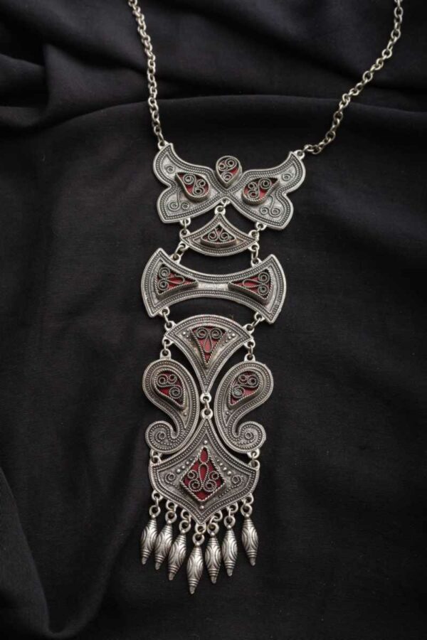 Image for Kessa Kpn56 Kazaki Multi Shape Red Stone Chain Necklace Featured