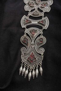 Image for Kessa Kpn56 Kazaki Multi Shape Red Stone Chain Necklace Front