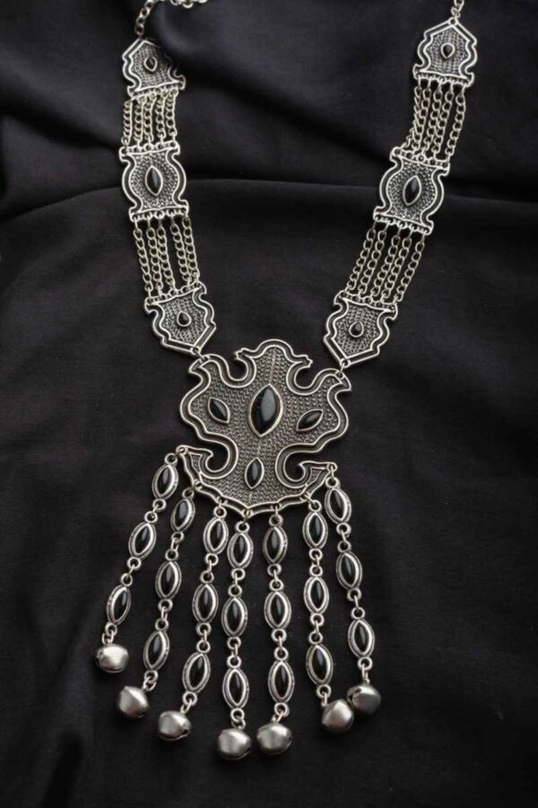 Image for Kessa Kpn62 Turkish Shape Multi Black Stone Ghungroo Necklace Black Featured